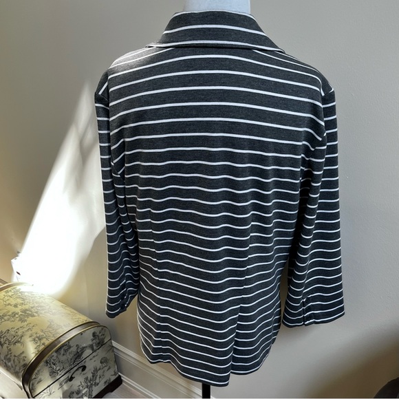 AE Sport~Nautical Striped Blazer~Size 14~Grey with White Stripes - Picture 4 of 9